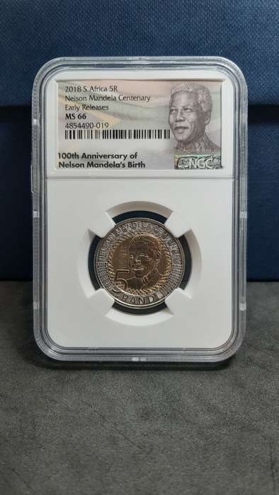 2018 South Africa 5R Nelson Mandela Centenary MS66 Early Release